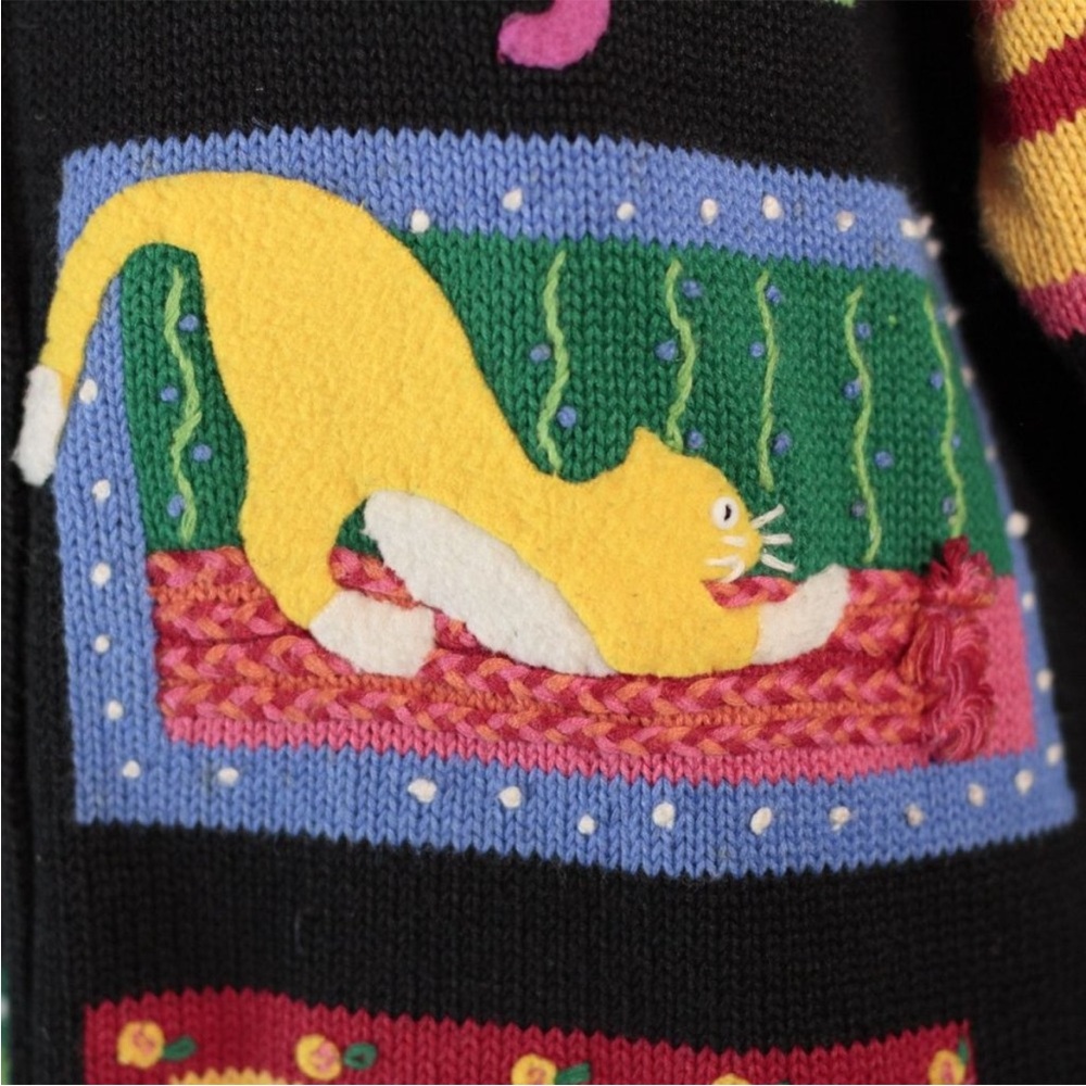 Cat Women's Sweater Cardigan Y2K Vintage - Picture 6 of 12